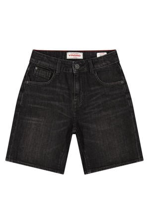 regular waist short black denim