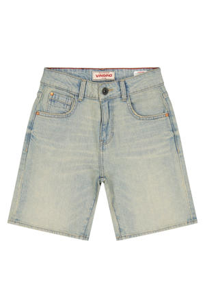 regular waist short light blue denim