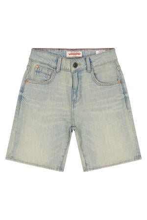 regular waist short light blue denim