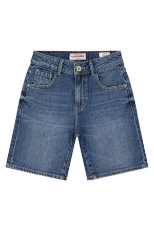 regular waist short medium blue denim