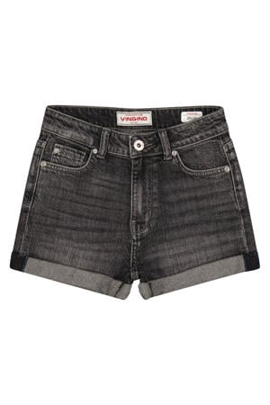 regular waist short grey denim