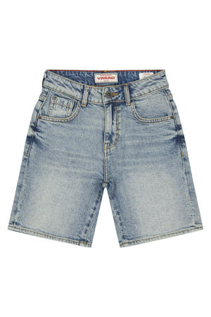 regular waist short light blue denim