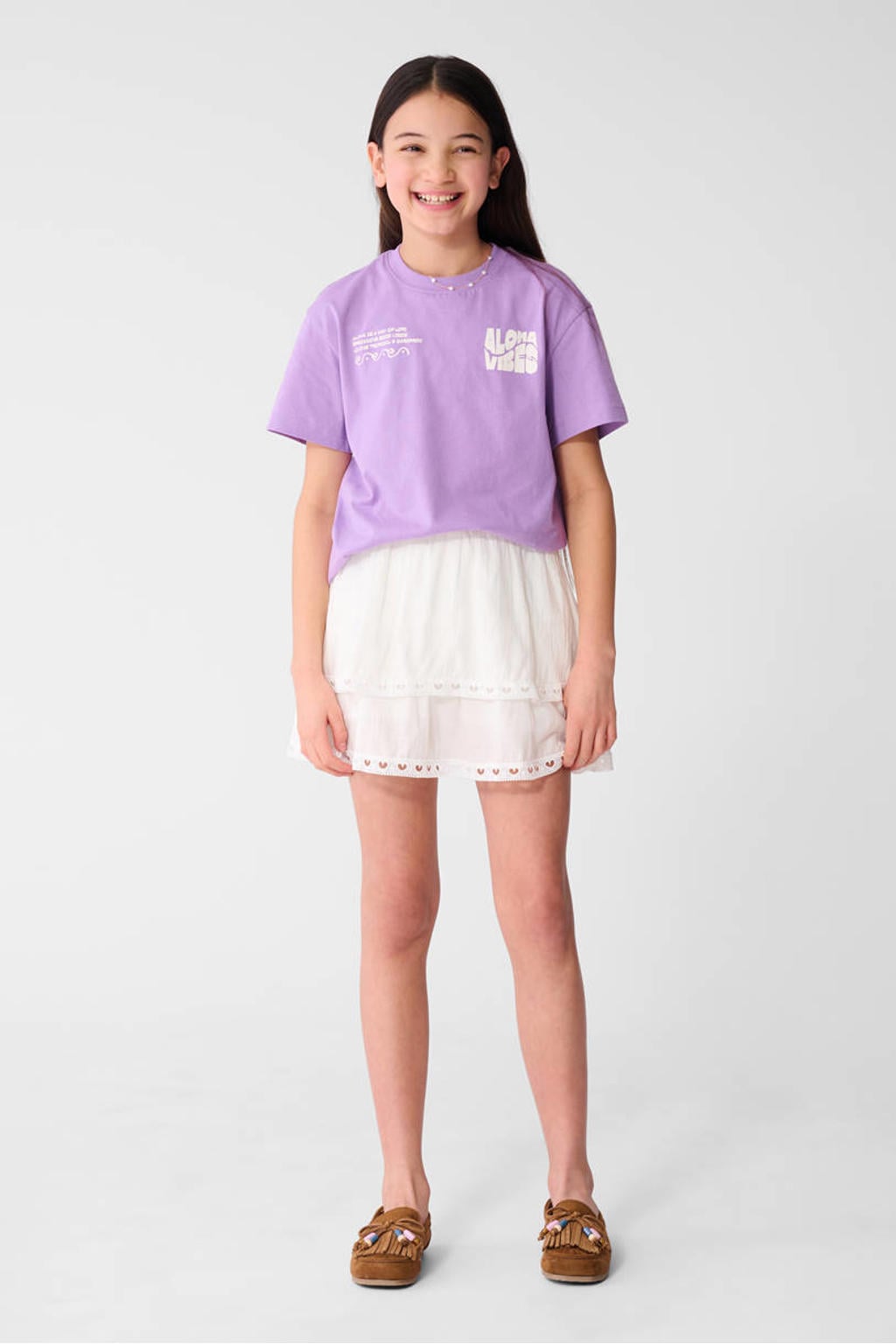 Witte meisjes Shoeby A-lijn rok gemaakt van viscose en met elastische tailleband