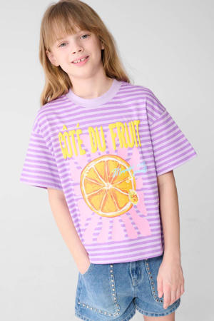 gestreept T-shirt paars