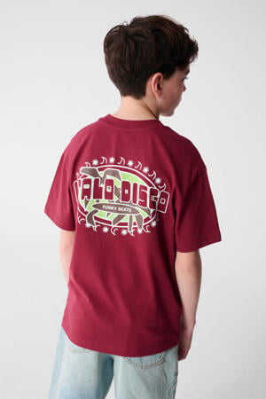 T-shirt met backprint donkerrood