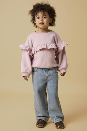 loose fit sweater met ruches - roze