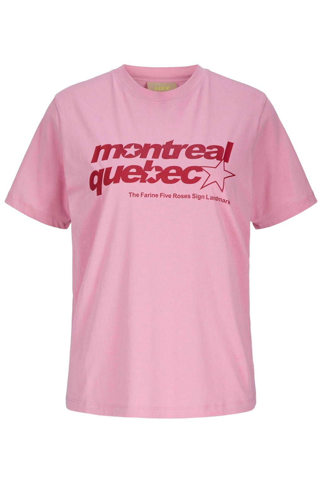 Roze meisjes JJXX GIRL T-shirt van katoen met tekst print, korte mouwen en ronde hals
