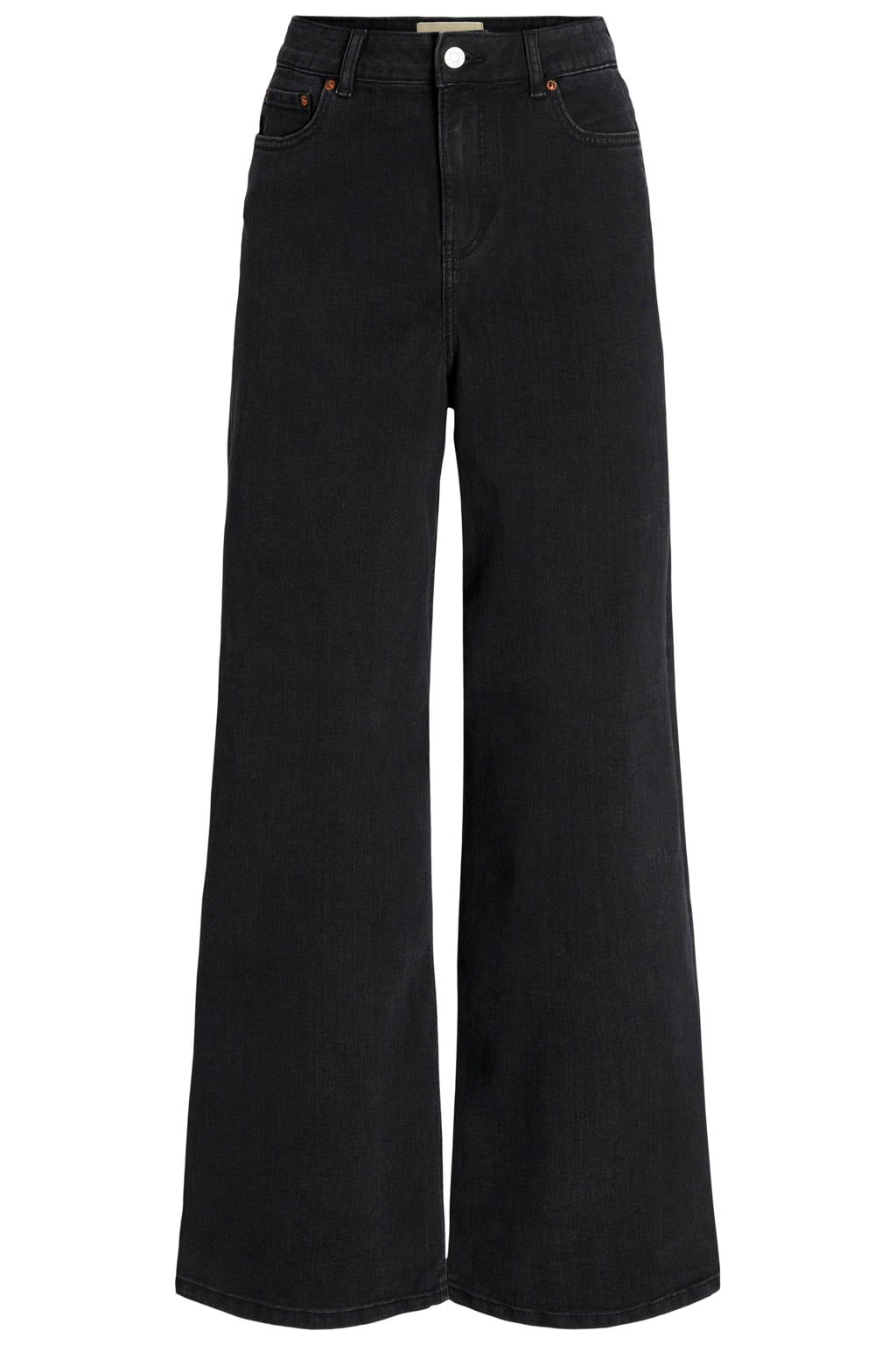 Black denim meisjes JJXX GIRL wide leg jeans van stretchdenim met high waist, rits- en knoopsluiting en effen