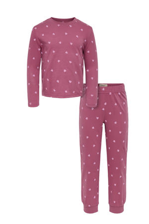 pyjama met hartjes - donkerroze