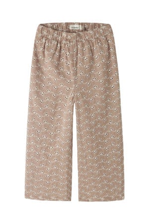 straight regular waist casual broek lichtbruin broderie