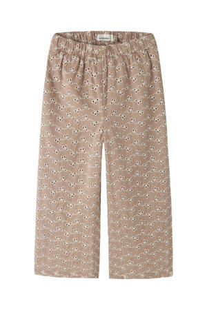 straight regular waist casual broek lichtbruin broderie