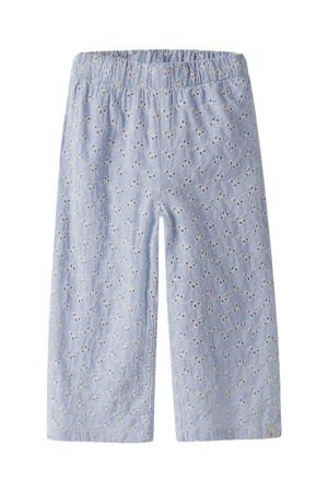 straight regular waist casual broek blauw broderie