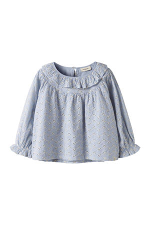 blousetop broderie blauw