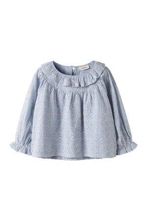 blousetop broderie blauw