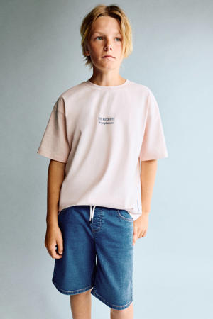 short dark blue denim