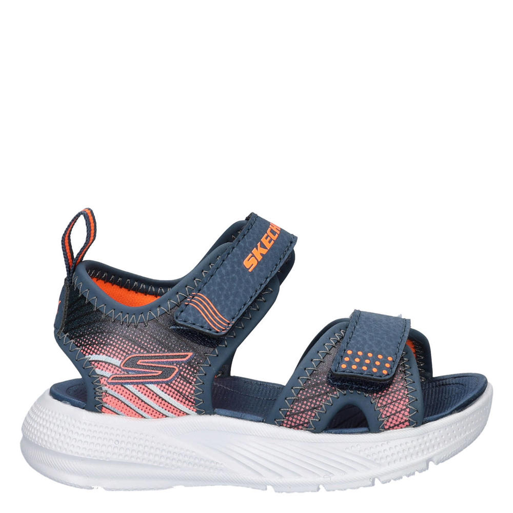 Blauwe jongens Skechers sandalen van 100% imitatieleer met klittenband