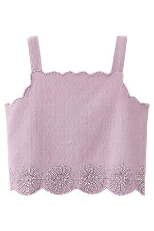 cropped top met borduursels - lila