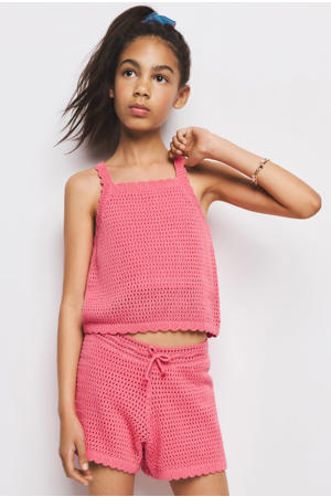 mouwloze top roze