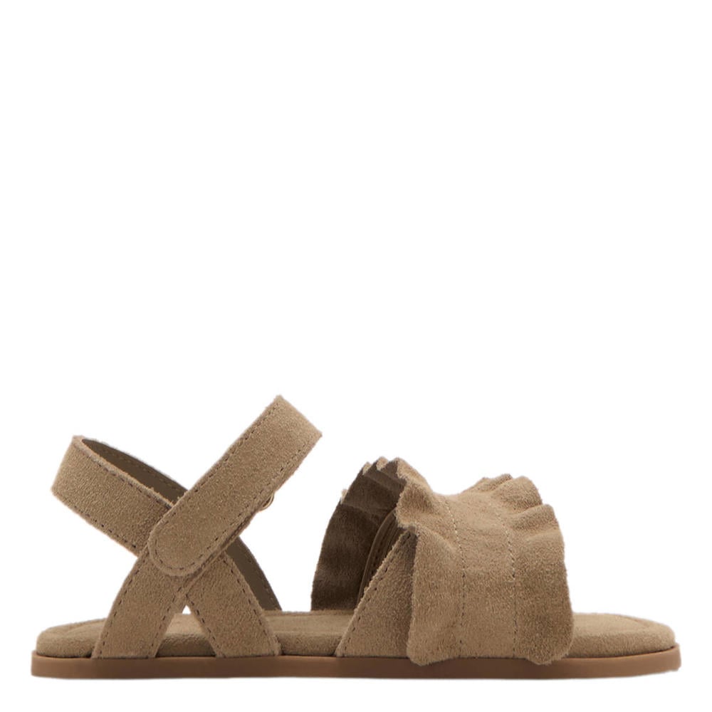 Bruine meisjes Mango Kids leren sandalen van 96% rundleer/4% zink met klittenband