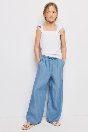 casual broek light blue denim