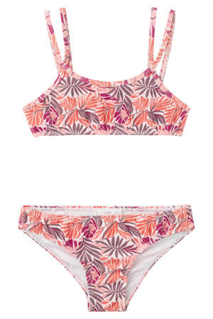 crop bikini oranje/roze