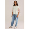 WE Fashion oversized gestreepte semi-transparante T-shirt met tekst - ecru