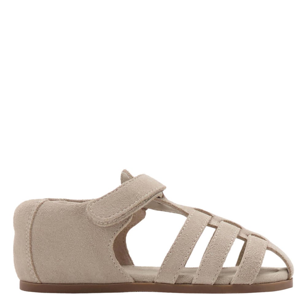 Bruine jongens Mango Kids leren sandalen van 96% rundleer/4% zink met klittenband