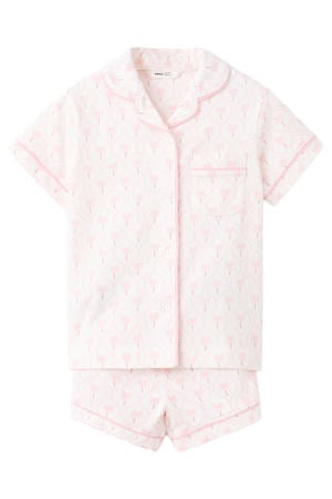 shortama met all over print lichtroze
