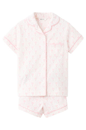 shortama met all over print lichtroze