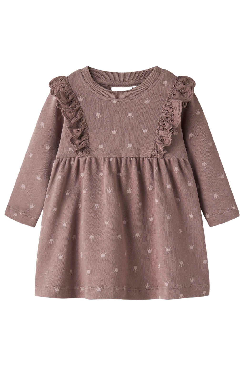 Oudroze meisjes GUPPY BABY sweatjurk met print van katoen met lange mouwen en ronde hals