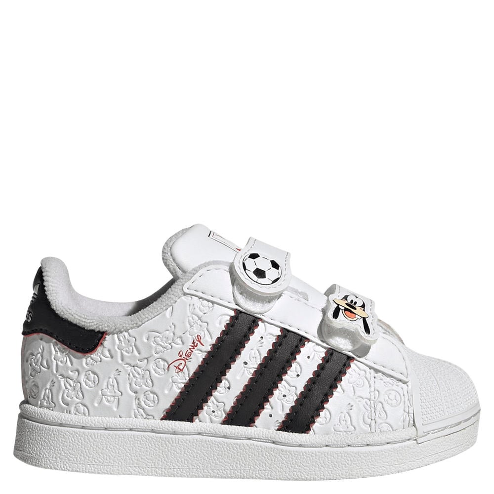 Witte jongens en meisjes adidas Originals Superstar II Disney sneakers van synthetisch bovenwerk met klittenband