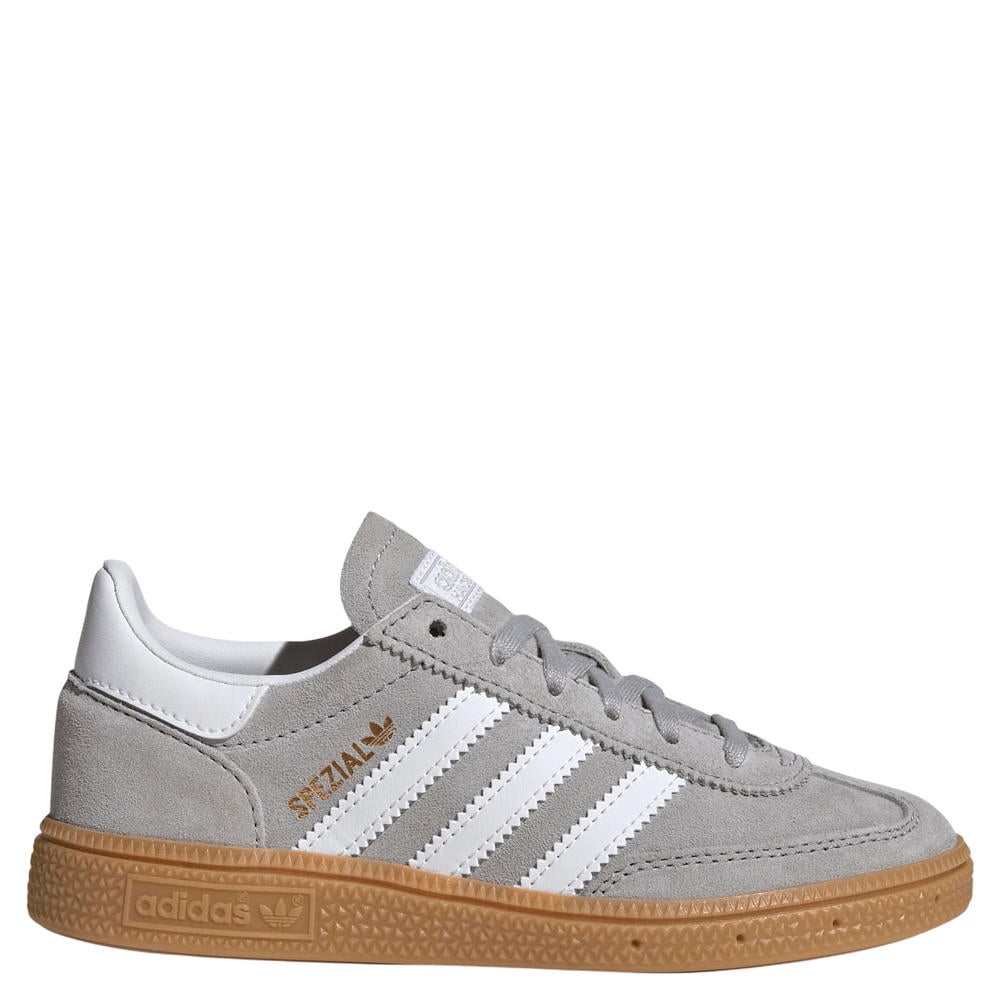 Grijs en witte jongens en meisjes adidas Originals Handball Spezial suède sneakers met veters
