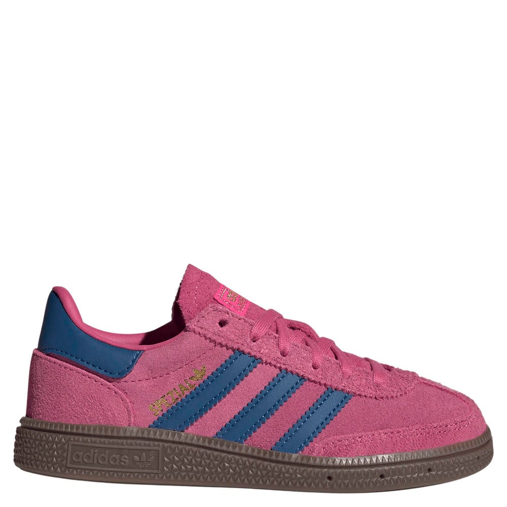 Roze en blauwe jongens en meisjes adidas Originals Handball Spezial suède sneakers met veters