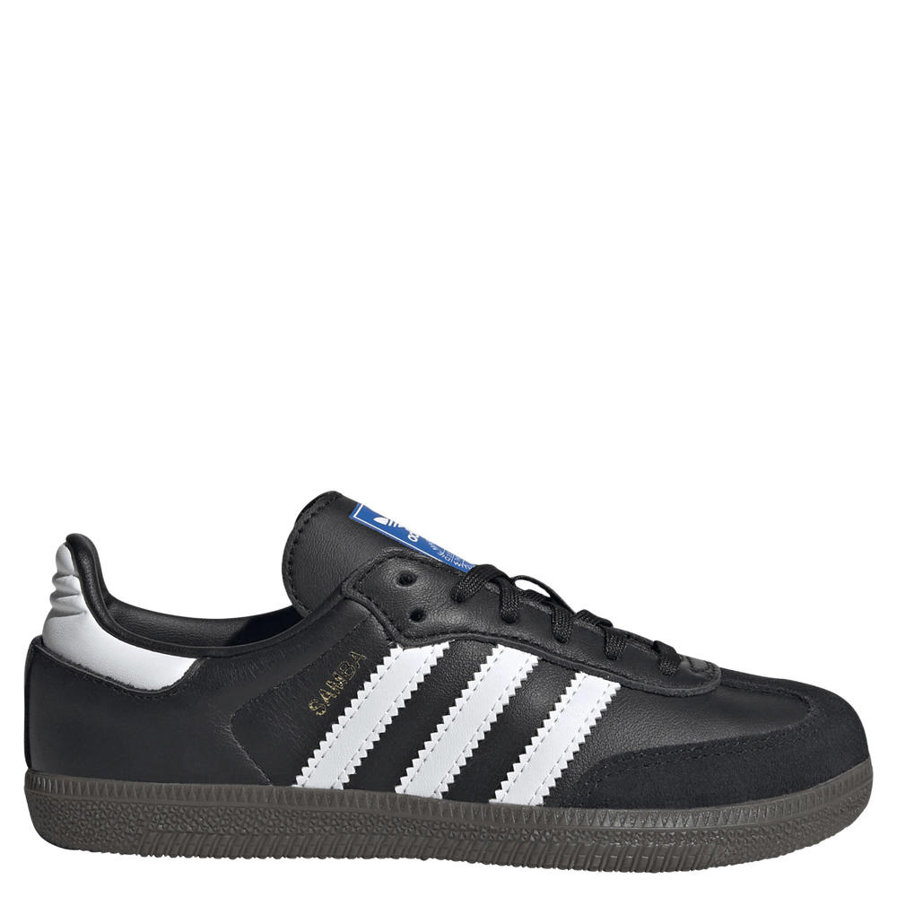 Zwart en witte jongens en meisjes adidas Originals Samba OG sneakers van leren bovenwerk met veters