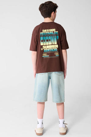 T-shirt met backprint bruin