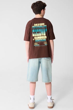 T-shirt met backprint bruin