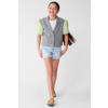 Shoeby cropped blazer met krijtstreep grijs