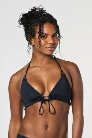 voorgevormde triangel bikinitop met voorsluiting - zwart