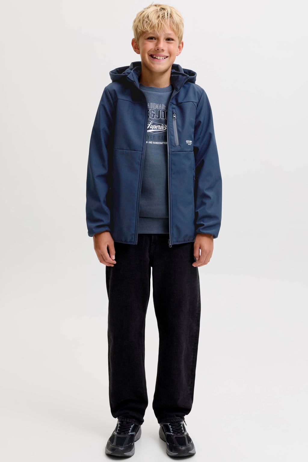 JACK & JONES JUNIOR softshell jas - donkerblauw