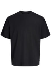 thumbnail: Zwarte jongens JACK & JONES JUNIOR oversized T-shirt van stretchkatoen met effen, korte mouwen en ronde hals