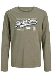 thumbnail: Grijsgroene jongens JACK & JONES JUNIOR longsleeve groen van katoen met lange mouwen