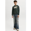 JACK & JONES JUNIOR sweat sweater met logo - donkergroen