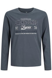 thumbnail: Blauwe jongens JACK & JONES JUNIOR longsleeve van katoen met lange mouwen en ronde hals