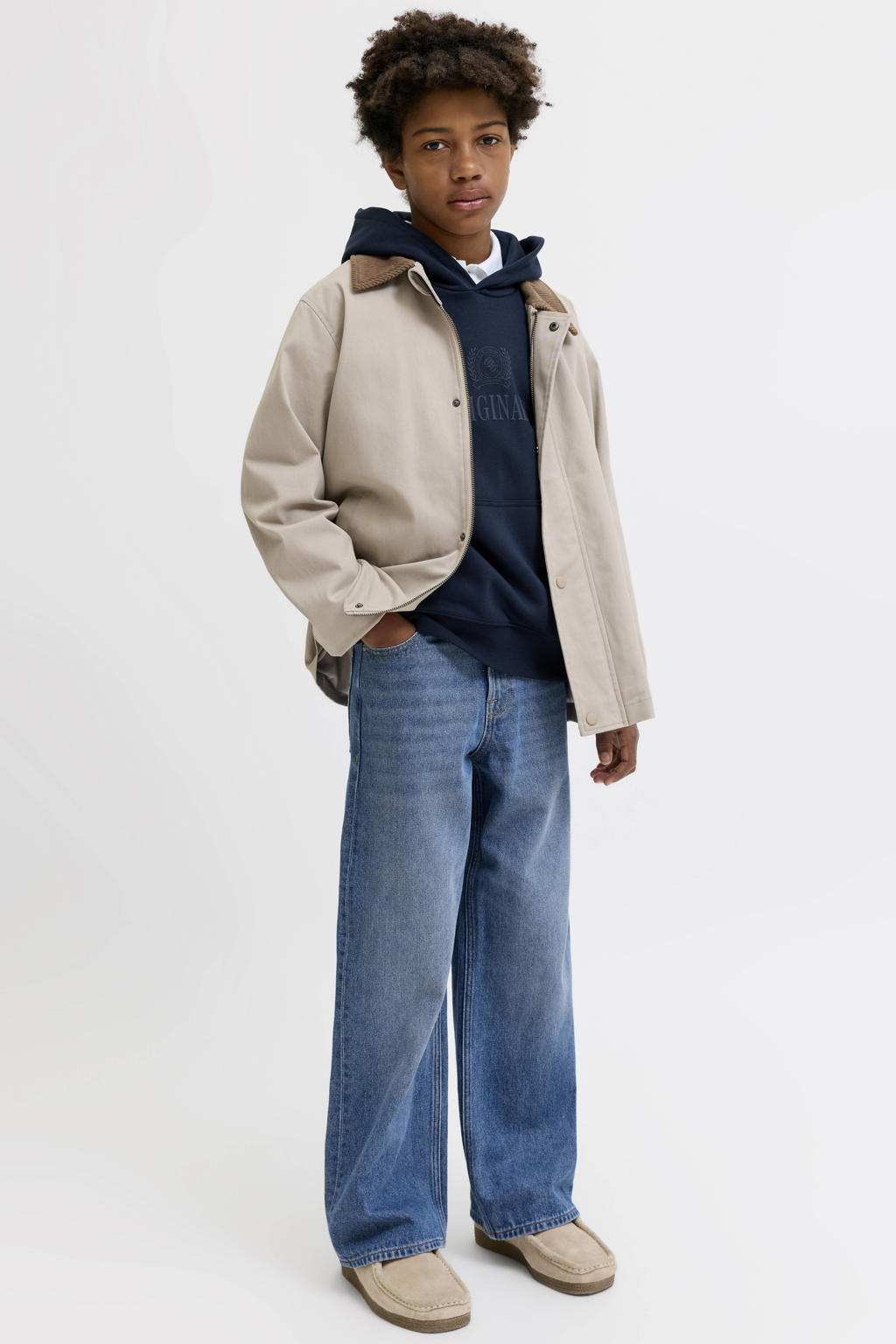 JACK & JONES JUNIOR JJIDAVE JJORIGINAL wide leg jeans - mediumblauw