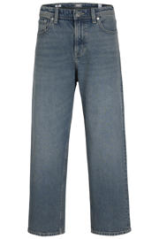 thumbnail: Medium blue denim jongens JACK & JONES JUNIOR baggy jeans mediumblauw van denim met high waist, rits- en knoopsluiting en effen