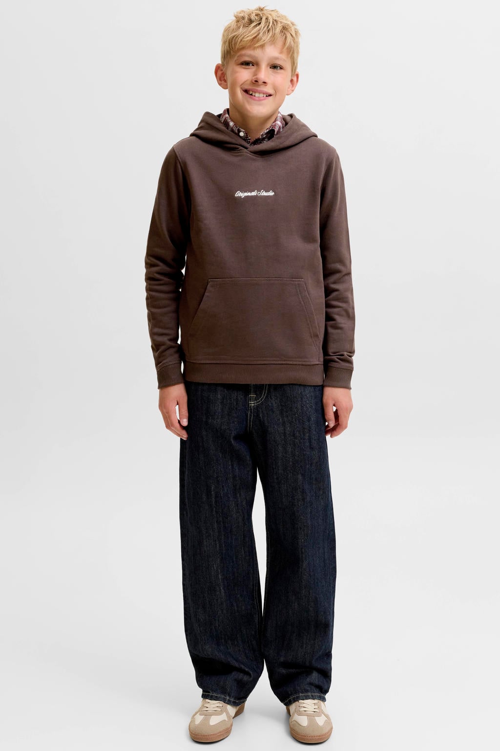 JACK & JONES JUNIOR hoodie donkerbruin