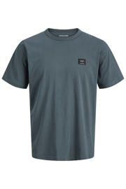 thumbnail: Grijsblauwe jongens JACK & JONES JUNIOR T-shirt blauw van katoen met effen, korte mouwen en ronde hals