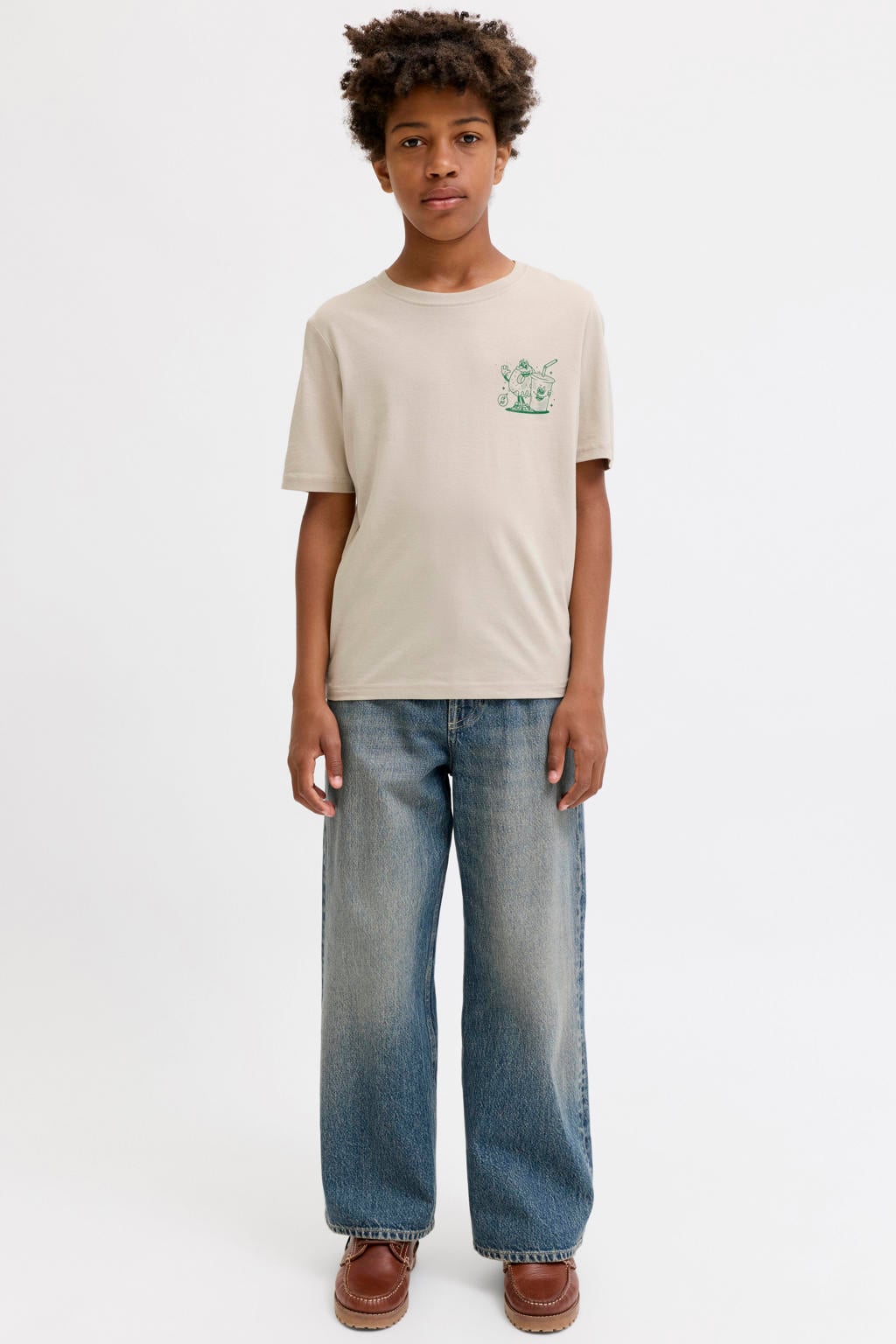 JACK & JONES JUNIOR T-shirt met backprint - beige