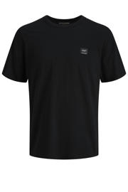 thumbnail: Zwarte jongens JACK & JONES JUNIOR T-shirt van katoen met effen, korte mouwen en ronde hals