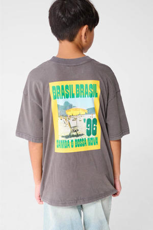 T-shirt met backprint grijs